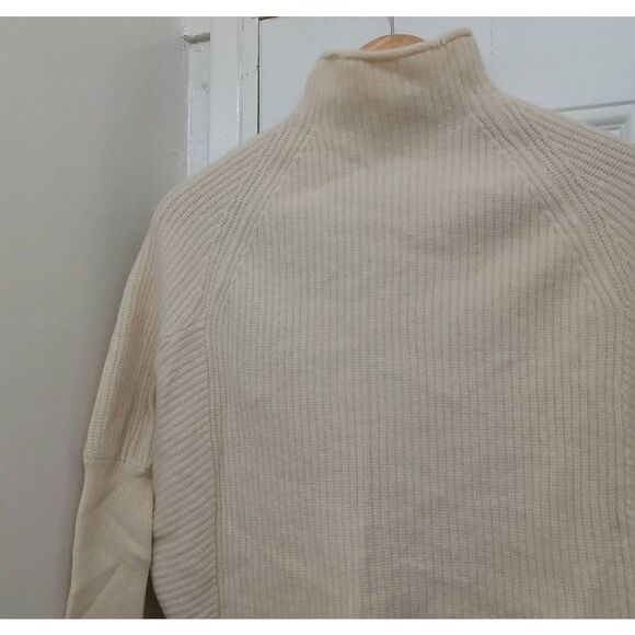 Club Monaco womens small 100% cashmere sweater mockneck raglan ivory beige - Picture 5 of 10
